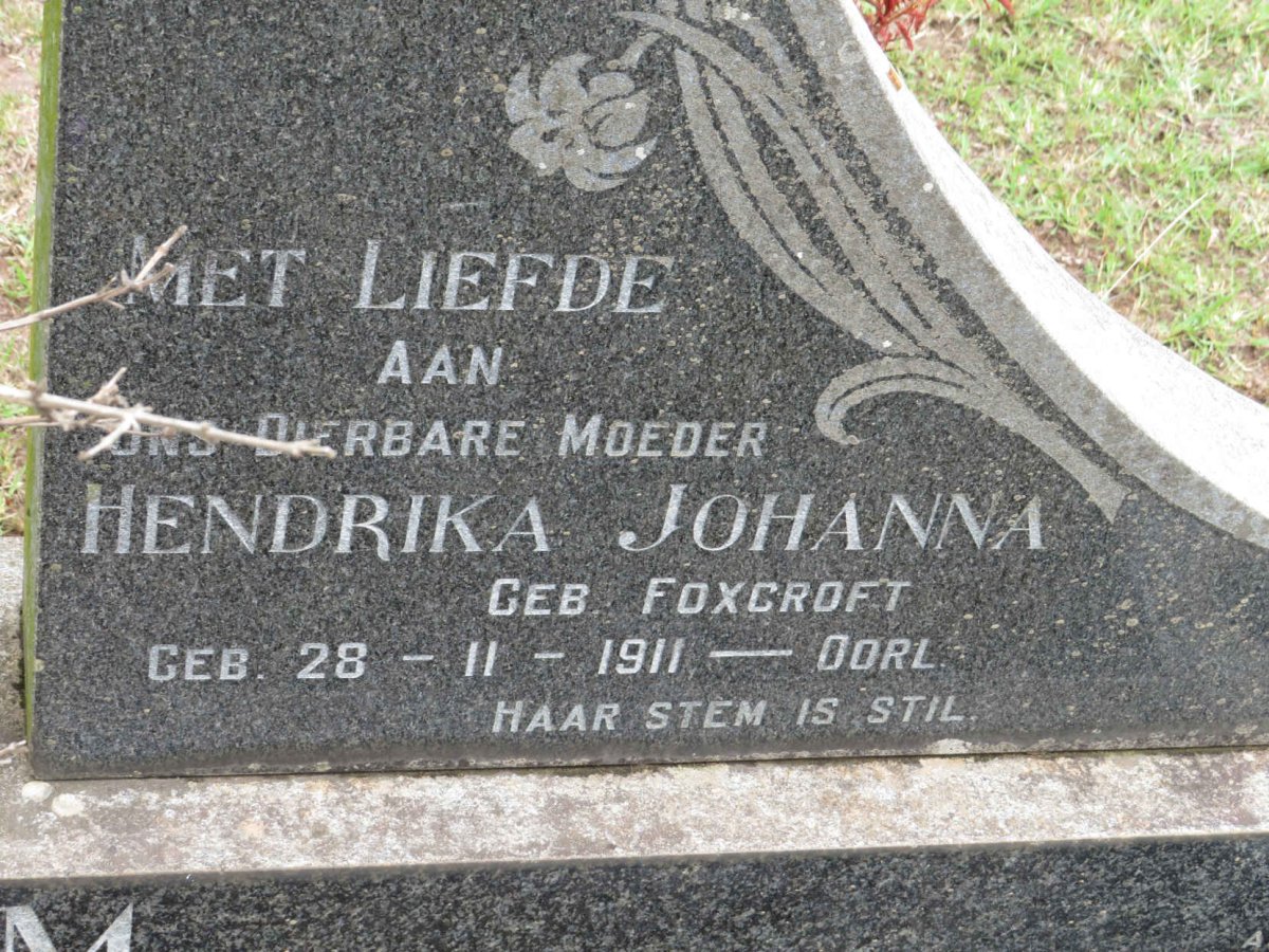 BLOM Hendrika Johanna nee FOXCROFT 1911-
