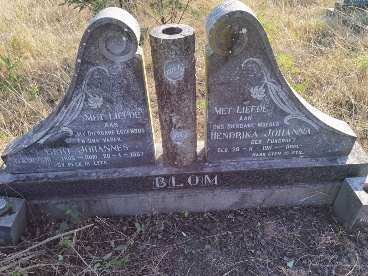 BLOM Gert Johannes 1886-1967 &amp; Hendrika Johanna FOXCROFT 1911-