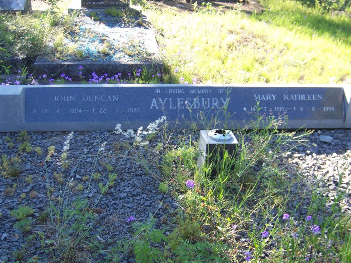 AYLESBURY John Duncan 1904-1985 &amp; Mary Kathleen 1910-1990