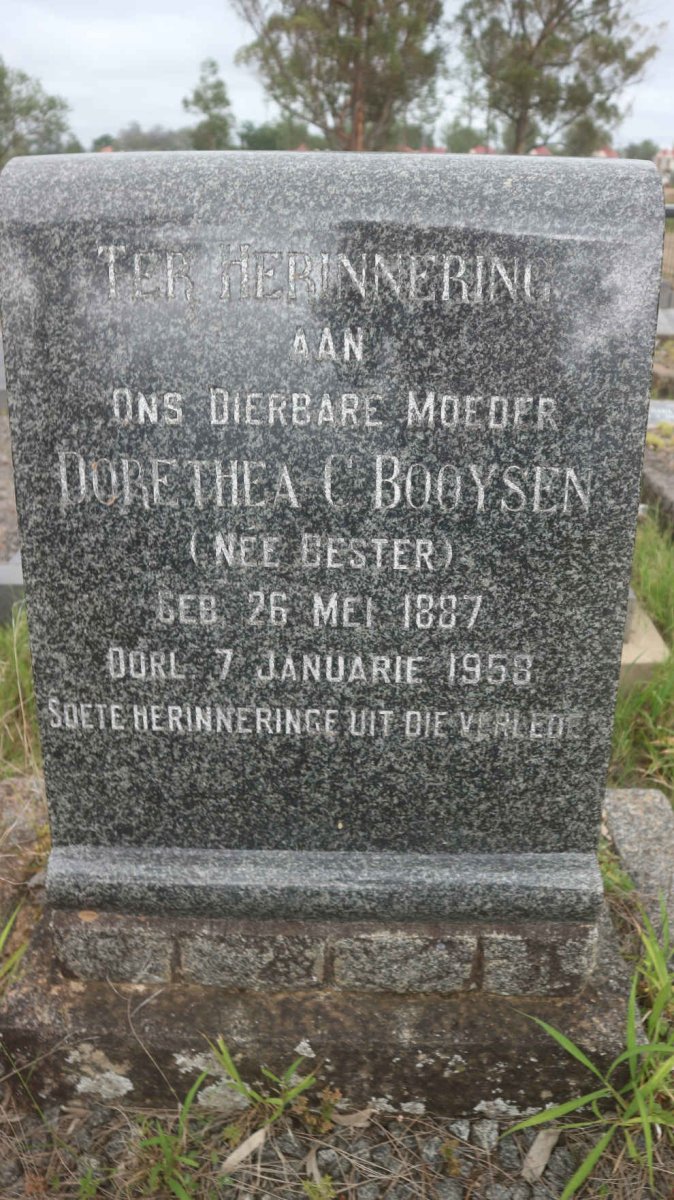 BOOYSEN Dorethea C. nee BESTER 1887-1958