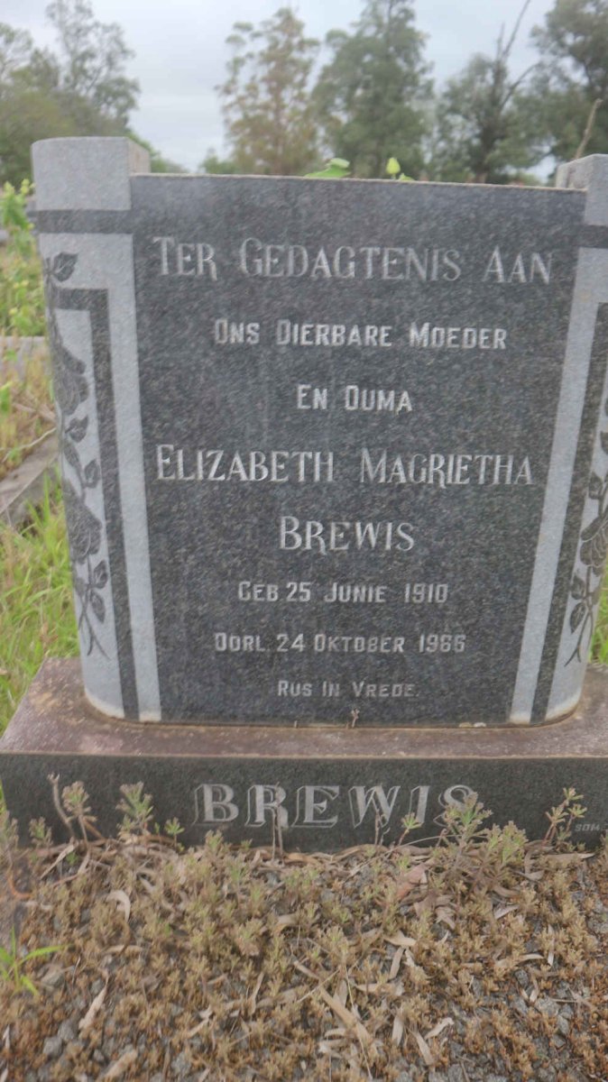 BREWIS Elizabeth Magrietha 1910-1965