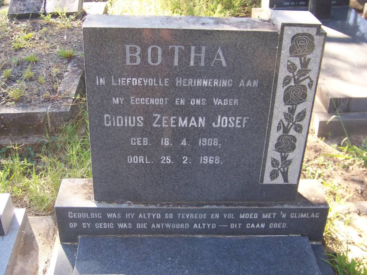 BOTHA Gidius Zeeman Josef 1908-1968