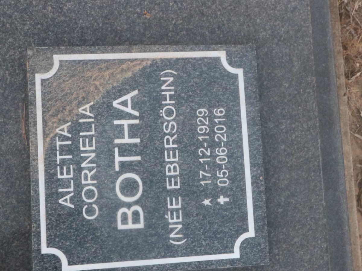 BOTHA Aletta Cornelia nee EBERSOHN 1929-2016