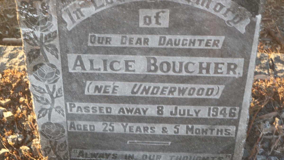 BOUCHER Alice nee UNDERWOOD -1946