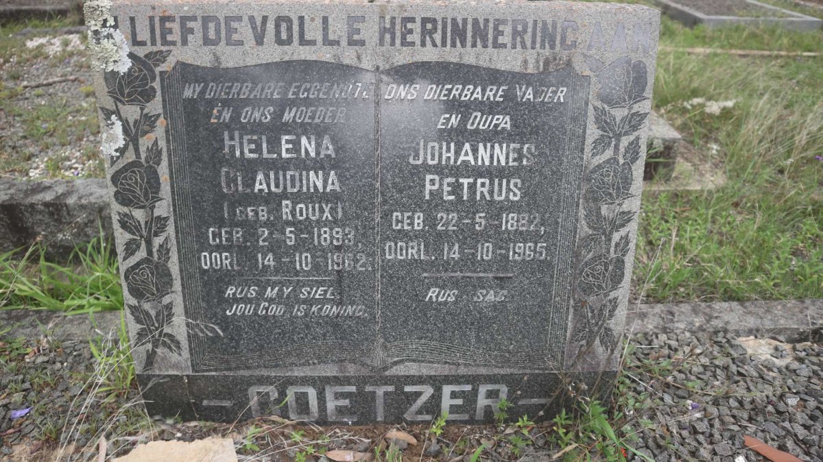 COETZER Johannes Petrus 1882-1965 &amp; Helena Claudina ROUX 1893-1962