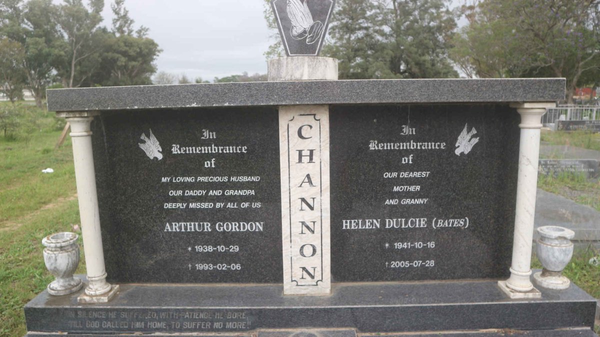 CHANNON Arthur Gordon 1938-1993 &amp; Helen Dulcie BATES 1941-2005