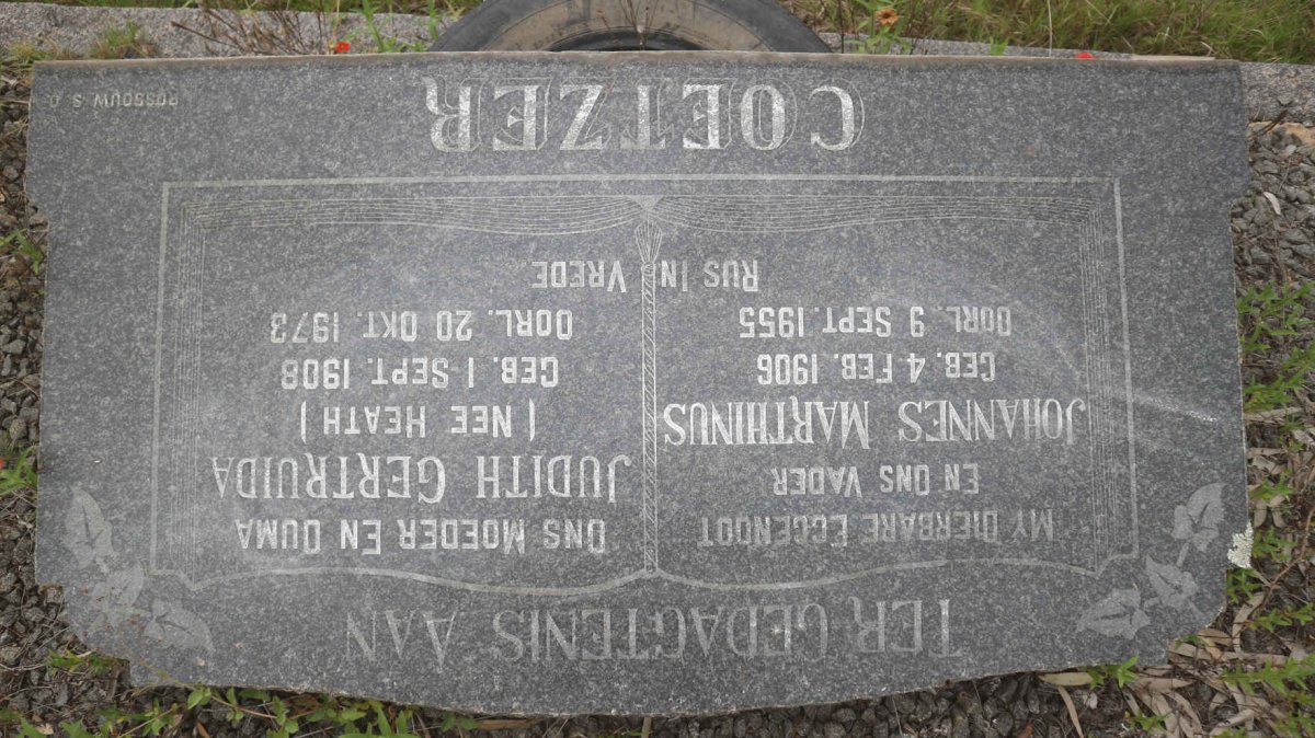 COETZER Johannes Marthinus 1906-1955 &amp; Judith Gertruida HEATH 1908-1973 
