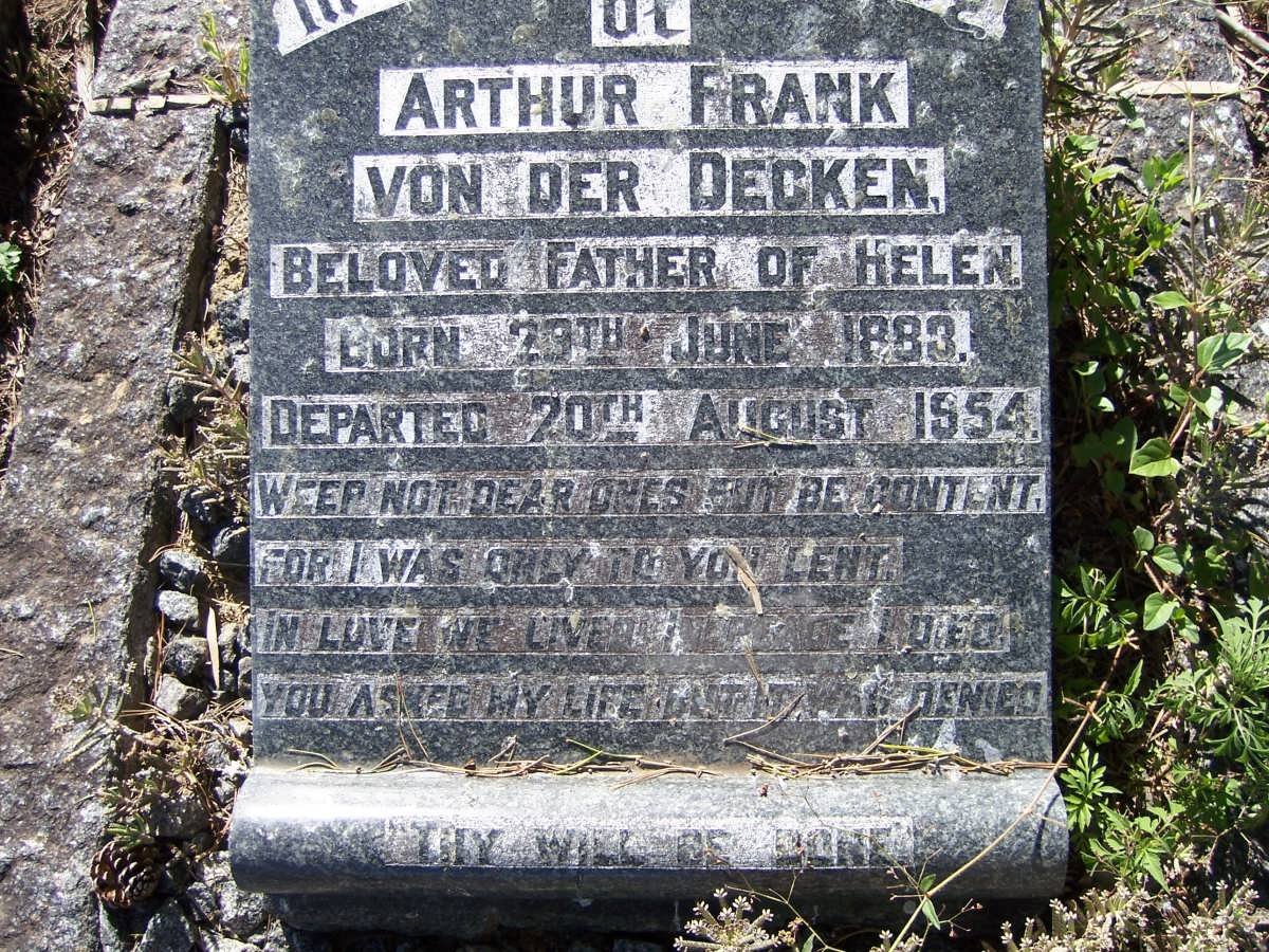 DECKEN Arthur Frank, von der 1883-1954