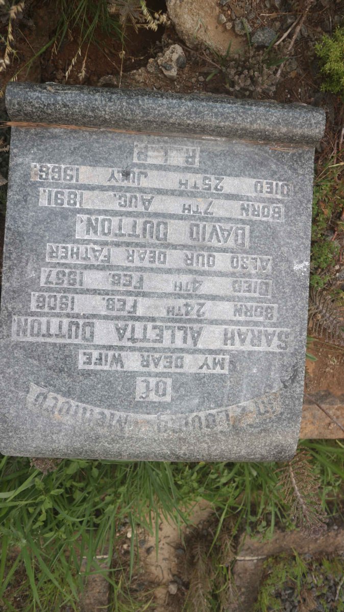 DUTTON David 1891-1966 &amp; Sarah Alletta 1906-1957