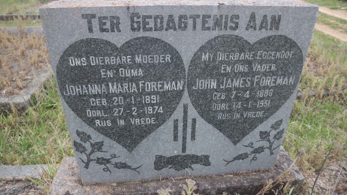 FOREMAN John James 1888-1951 &amp; Johanna Maria 1891-1974