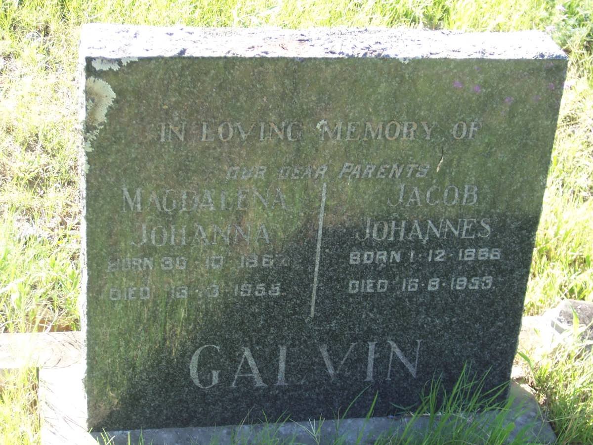 GALVIN Jacob Johannes 1868-1953 &amp; Magdalena Johanna 1867-1955