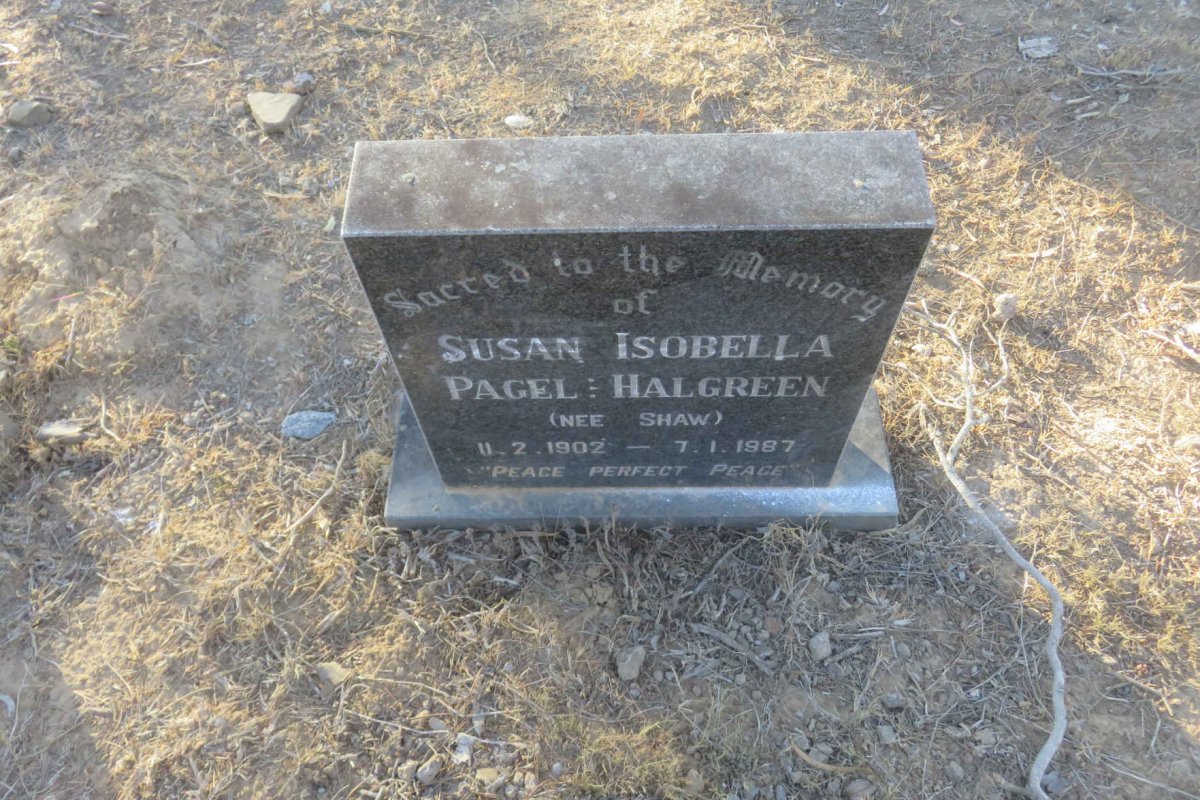 HALGREEN Susan Isobella Pagel nee SHAW 1902-1987