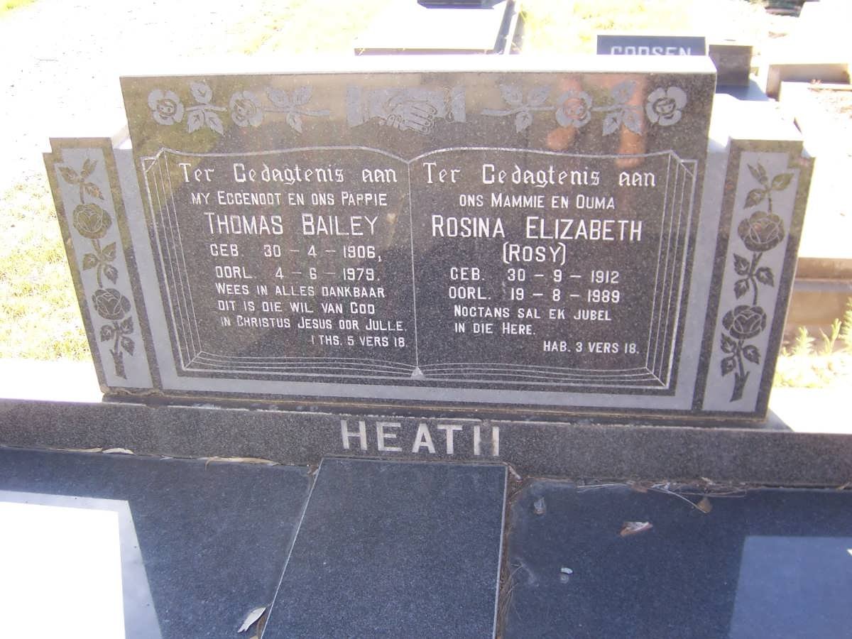 HEATH Thomas Bailey 1906-1979 &amp; Rosina Elizabeth 1912-1989
