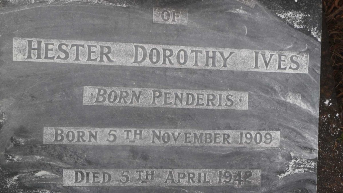 IVES Hester Dorothy nee PENDERIS 1909-1942