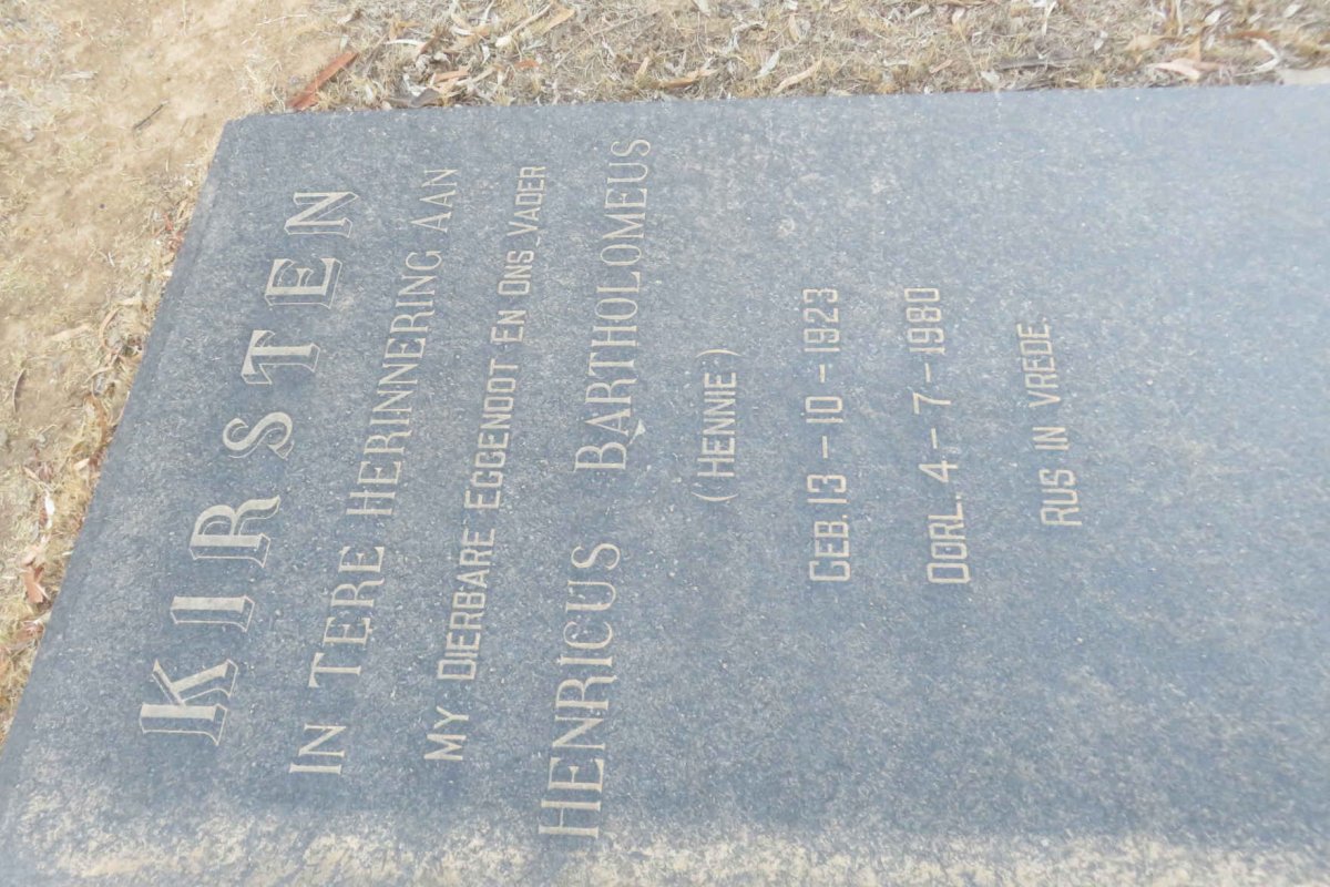 KIRSTEN Henricus Bartholomeus 1923-1980