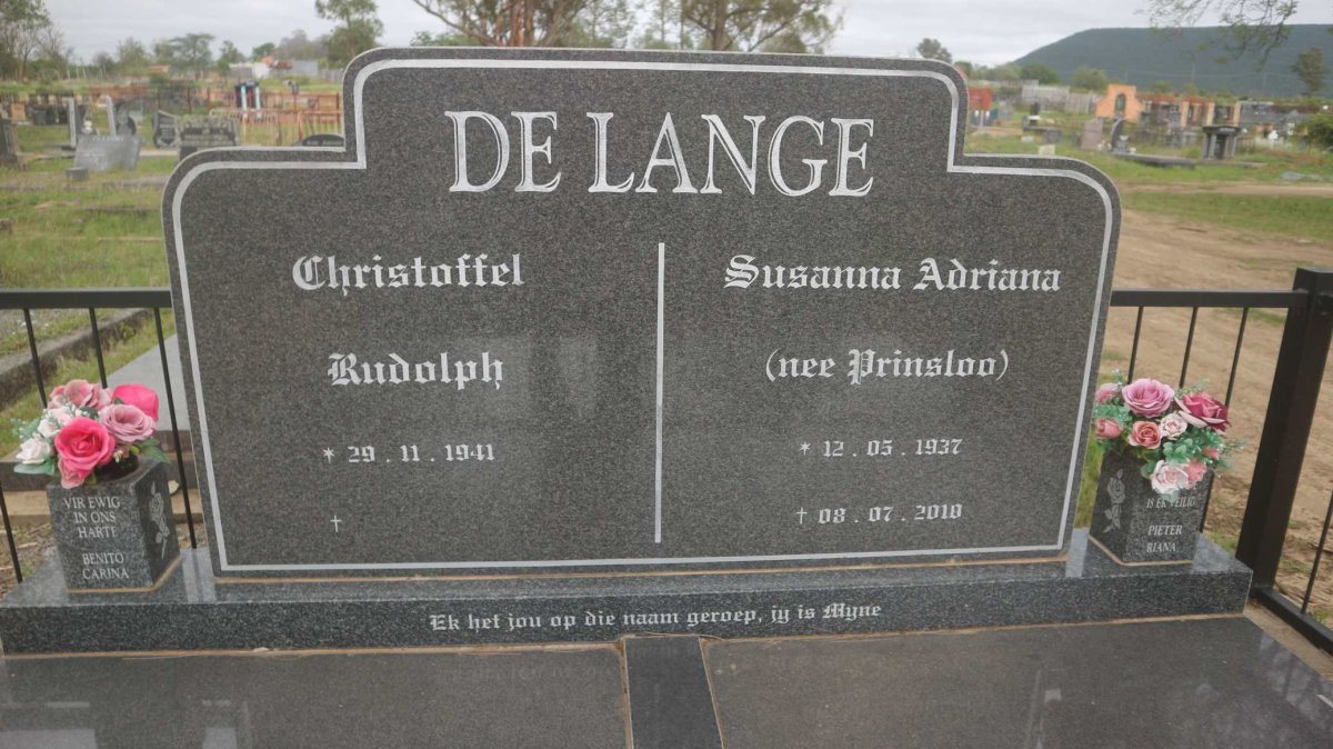 LANGE Christoffel Rudolph, de 1941- &amp; Susanna Adriana PRINSLOO 1937-2010