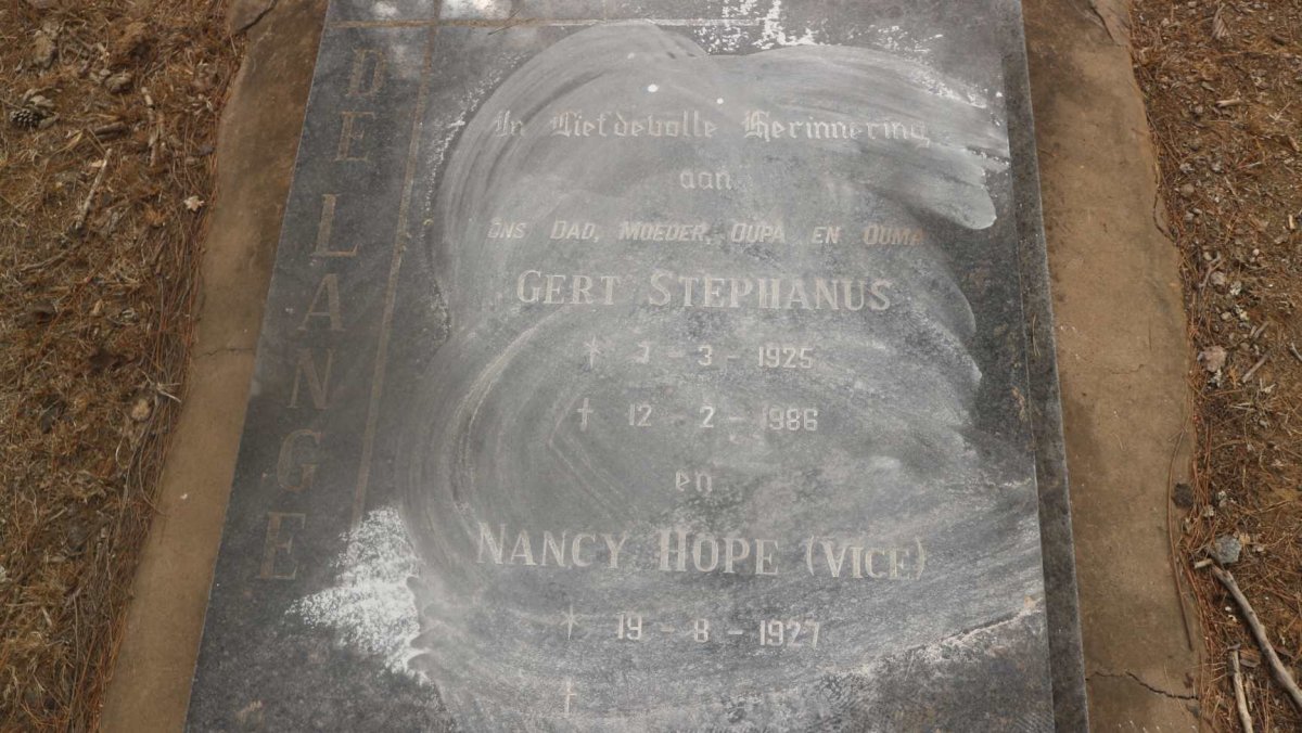 LANGE Gert Stephanus, de 1925-1986 &amp; Nancy Hope VICE 1927-