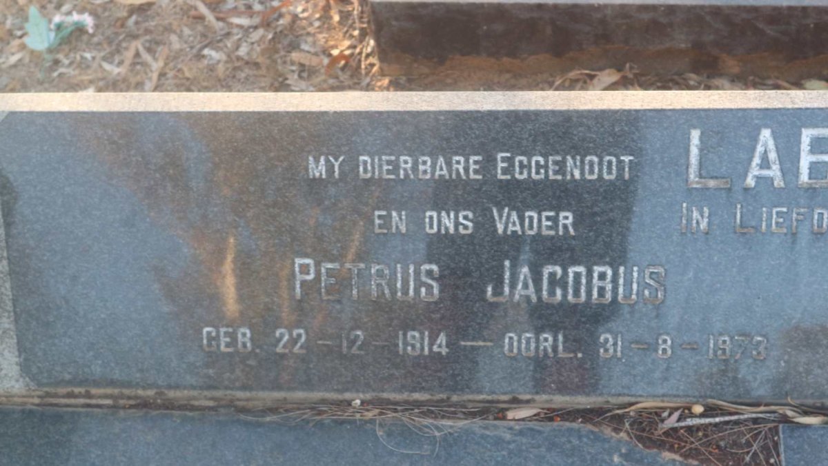 LABUSCHAGNE Petrus Jacobus 1914-1973 &amp; Elizabeth Cecilia 1916-1988