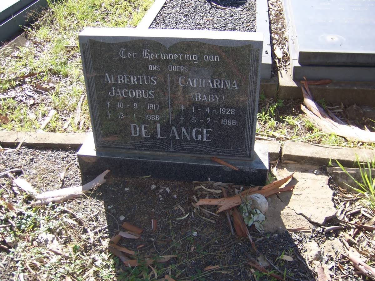 LANGE Albertus Jacobus, de 1917-1986 &amp; Catharina 1928-1986