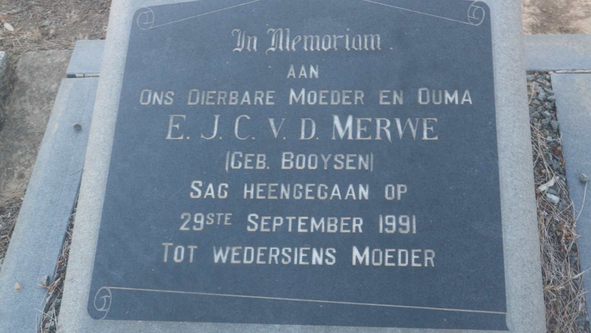 MERWE E.J.C., v.d. nee BOOYSEN -1991