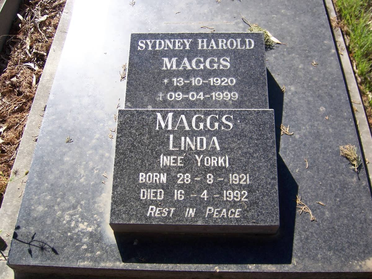 MAGGS Sydney Harold 1920-1999 &amp; Linda YORK 1921-1992