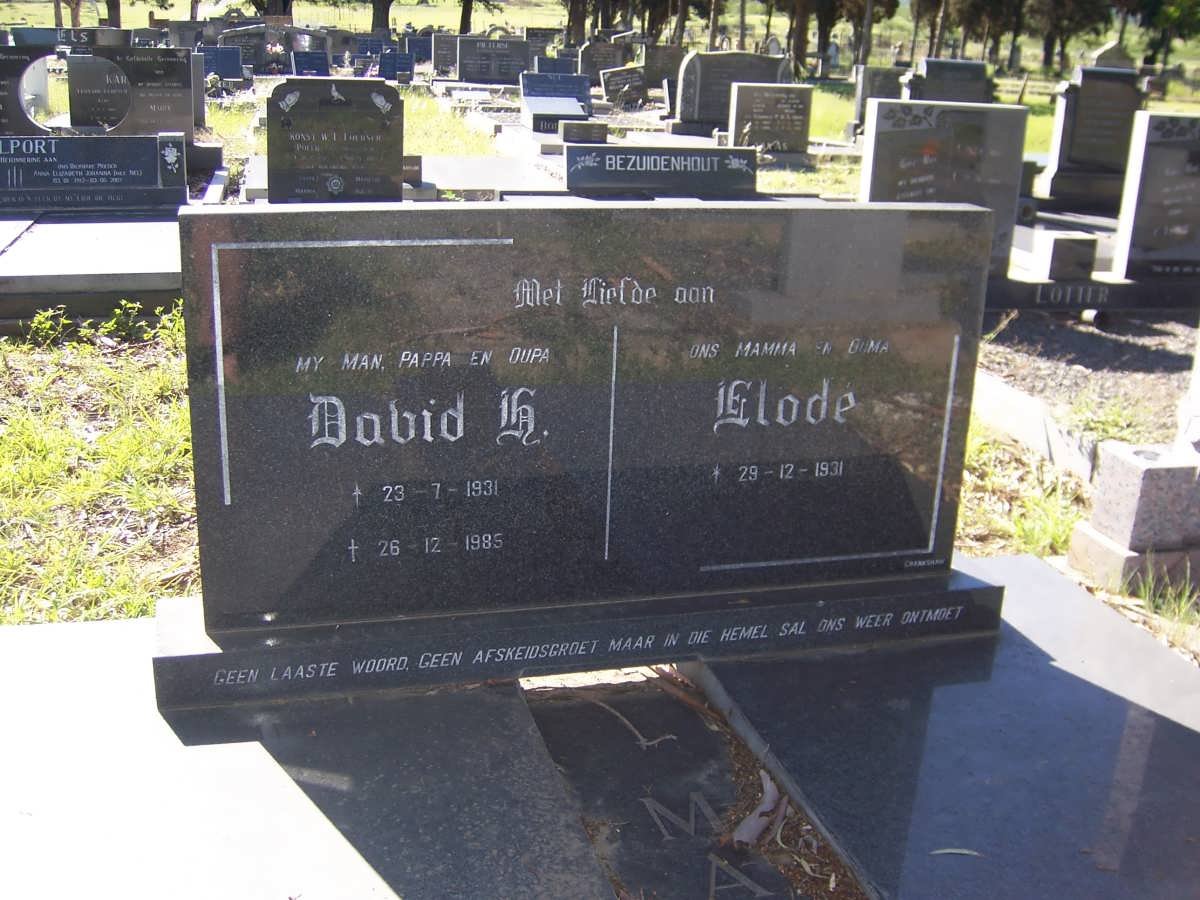 MALAN David H. 1931-1985 &amp; Elode 1931-