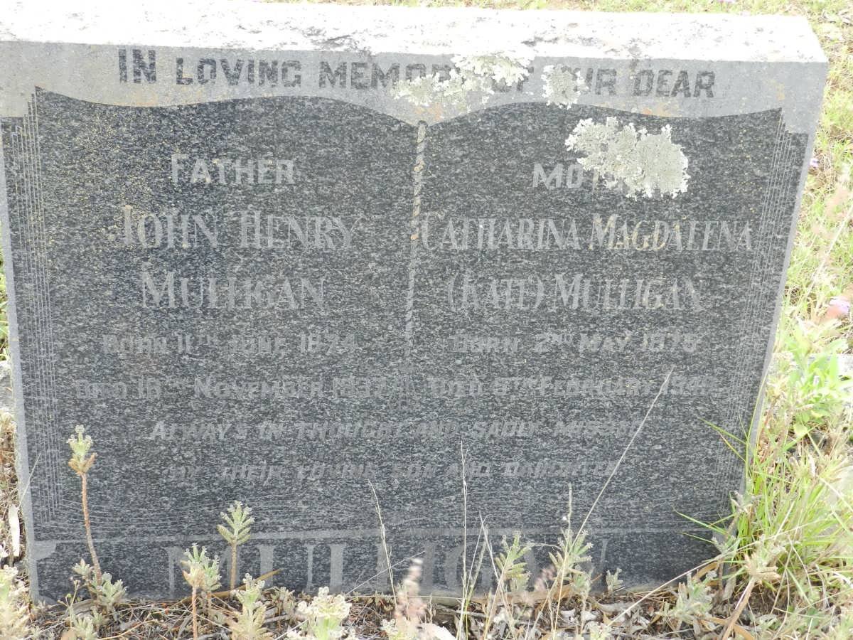 MULLIGAN John Henry 1874-1937 &amp; Catharina Magdalena 1875-1949