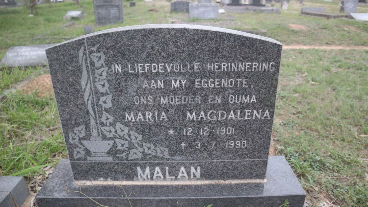 MALAN Daniel Jacobus 1901-1996 &amp; Maria Magdalena 1901-1990