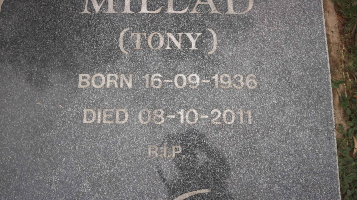MILLAD Anthony Abraham 1936-2011 &amp; Alice June TERBLANCHE 1939-2001