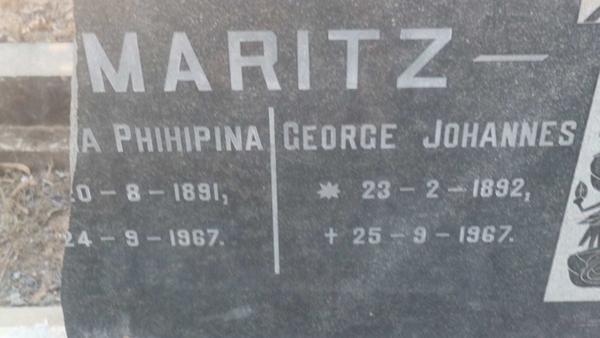 MARITZ George Johannes 1892-1967 &amp; Susanna Phihipina 1891-1967