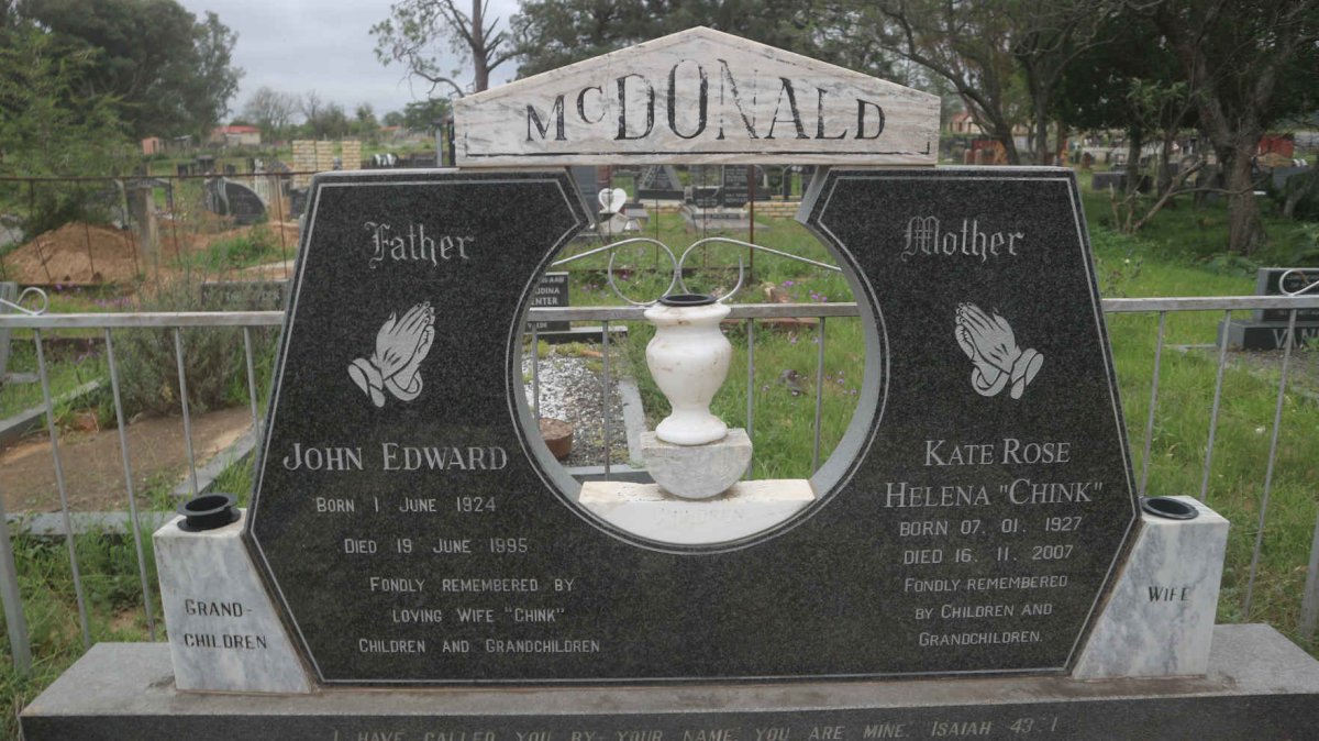 McDONALD John Edward 1924-1995 &amp; Kate Rose Helena 1927-2007