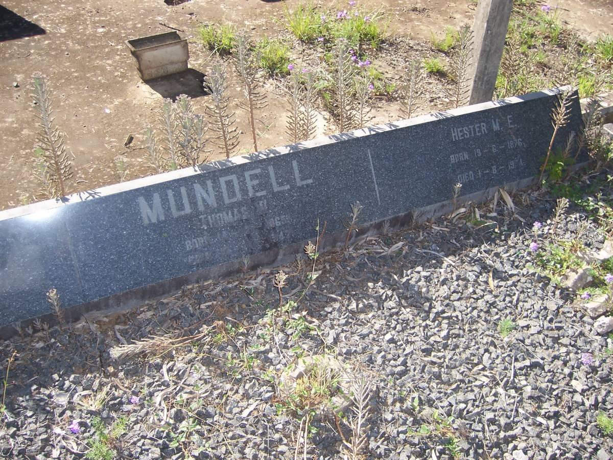 MUNDELL Thomas 1865-1942 &amp; Hester M.E. 1876-1954