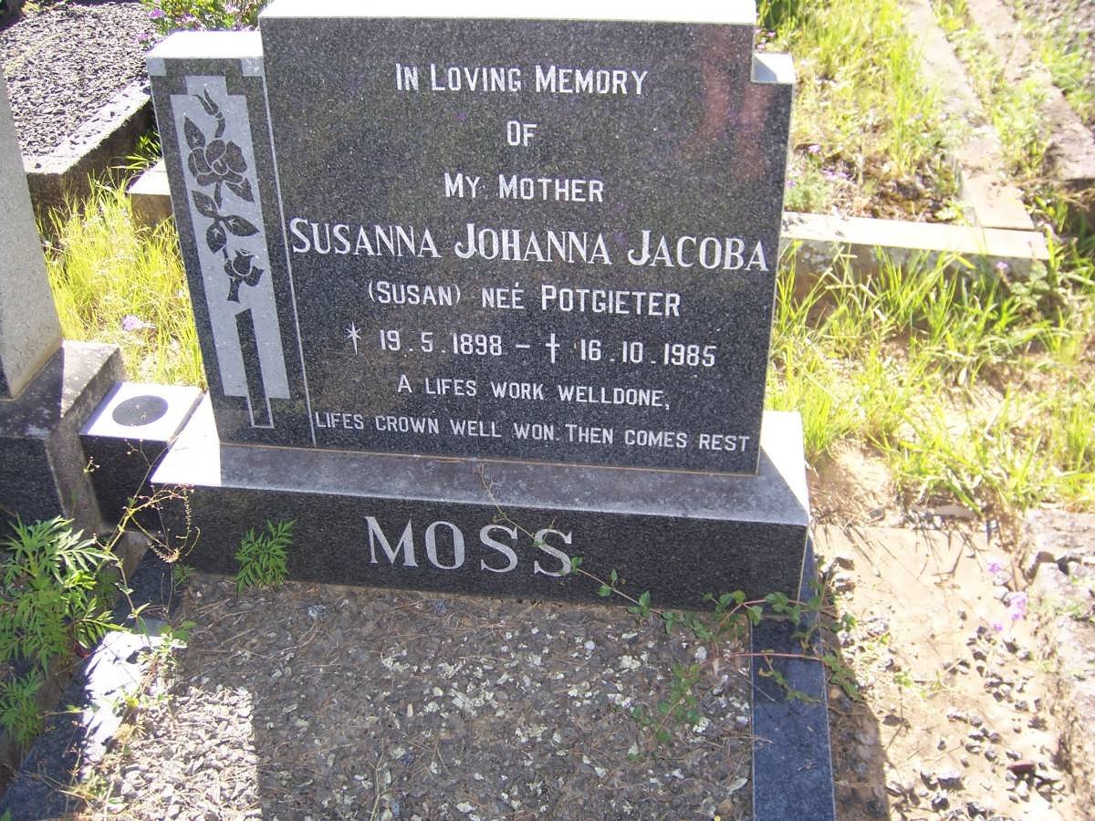 MOSS Susanna Johanna Jacoba nee POTGIETER 1898-1985