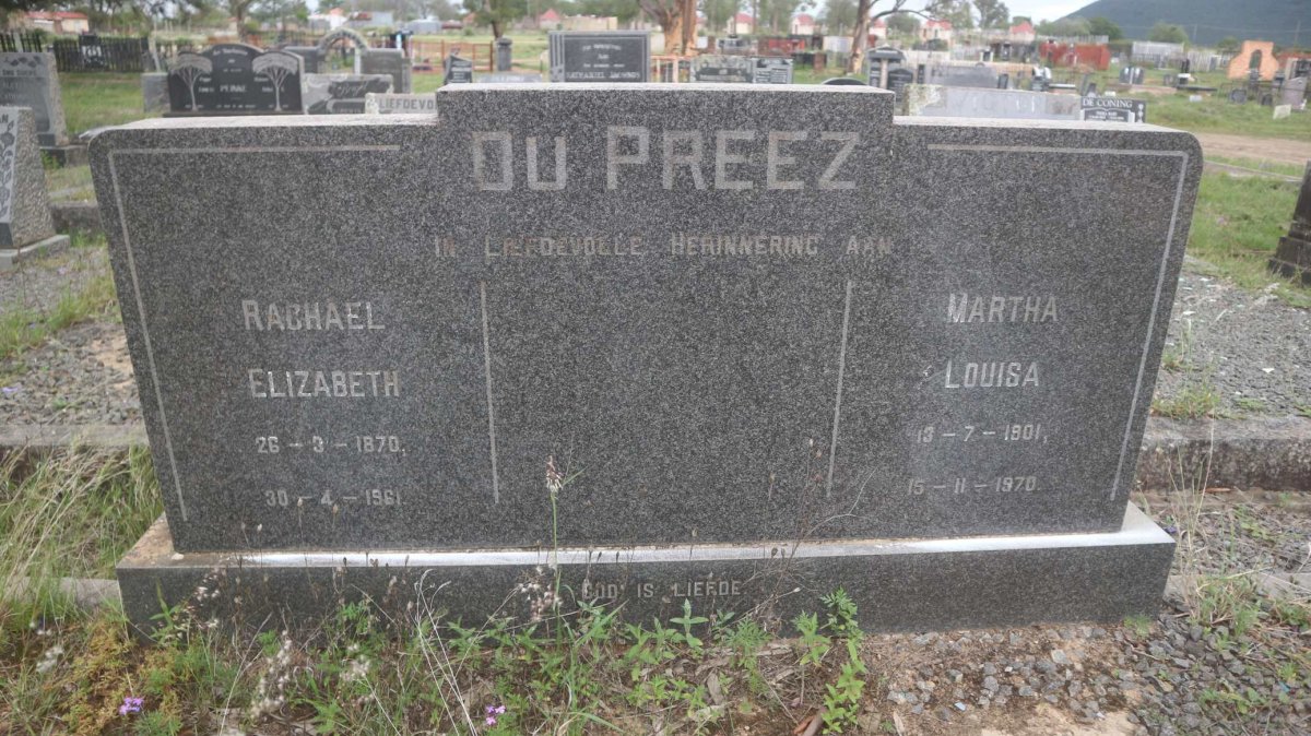 PREEZ Rachel Elizabeth, du 1870-1961 :: PREEZ Martha Louisa, du 1901-1970