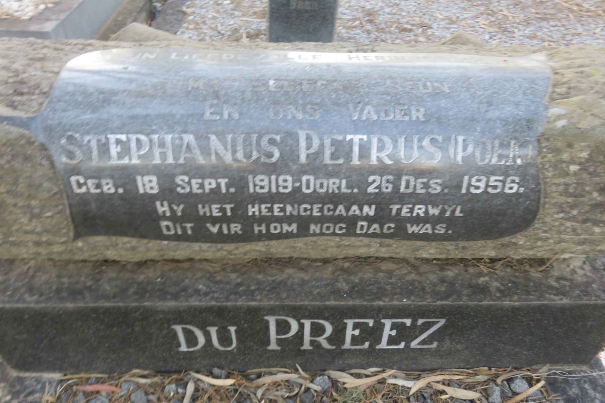 PREEZ Stephanus Petrus, du 1919-1956