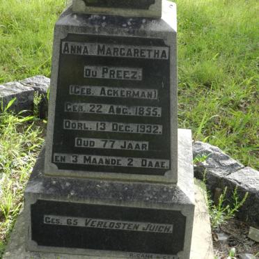 PREEZ Anna Margaretha, du nee ACKERMAN 1855-1932