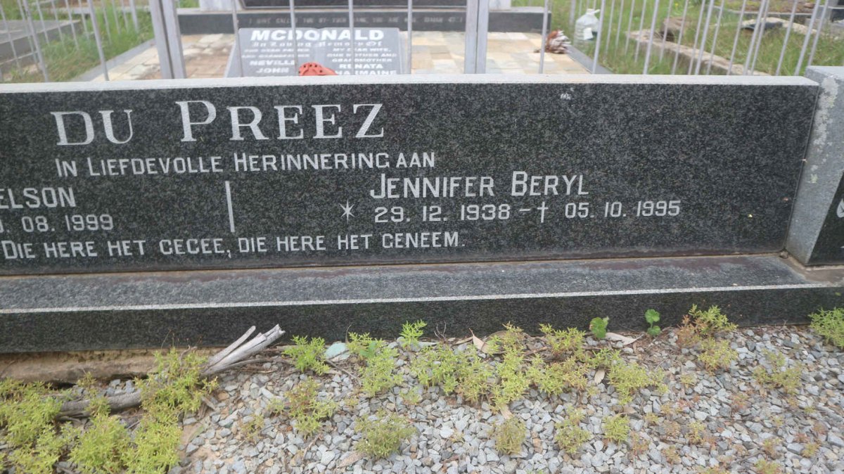 PREEZ Van Straaten Nelson, du 1940-1999 &amp; Jennifer Beryl 1938-1995