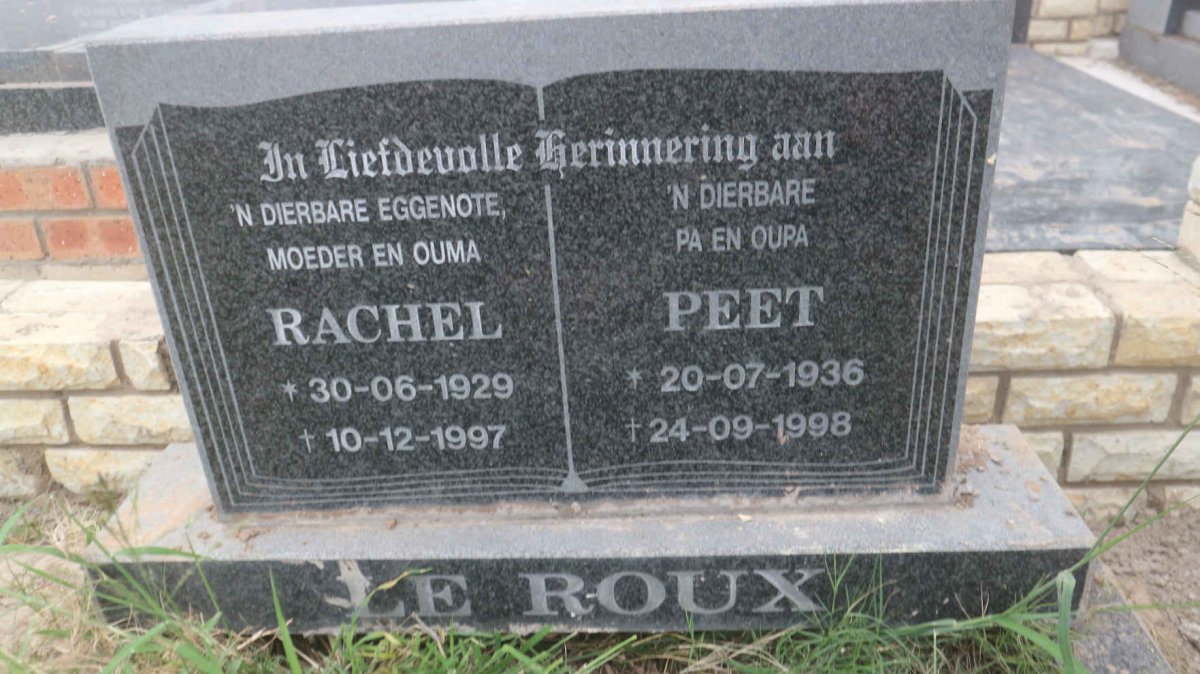 ROUX Peet, le 1936-1998 &amp; Rachel 1929-1997
