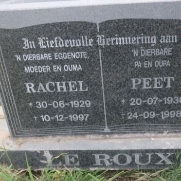 ROUX Peet, le 1936-1998 &amp; Rachel 1929-1997
