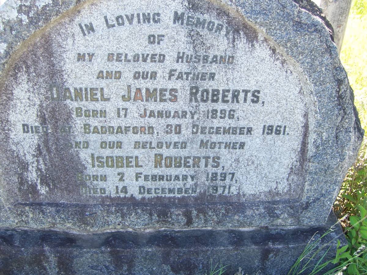 ROBERTS Daniel James 1896-1961 &amp; Isobel 1897-1961