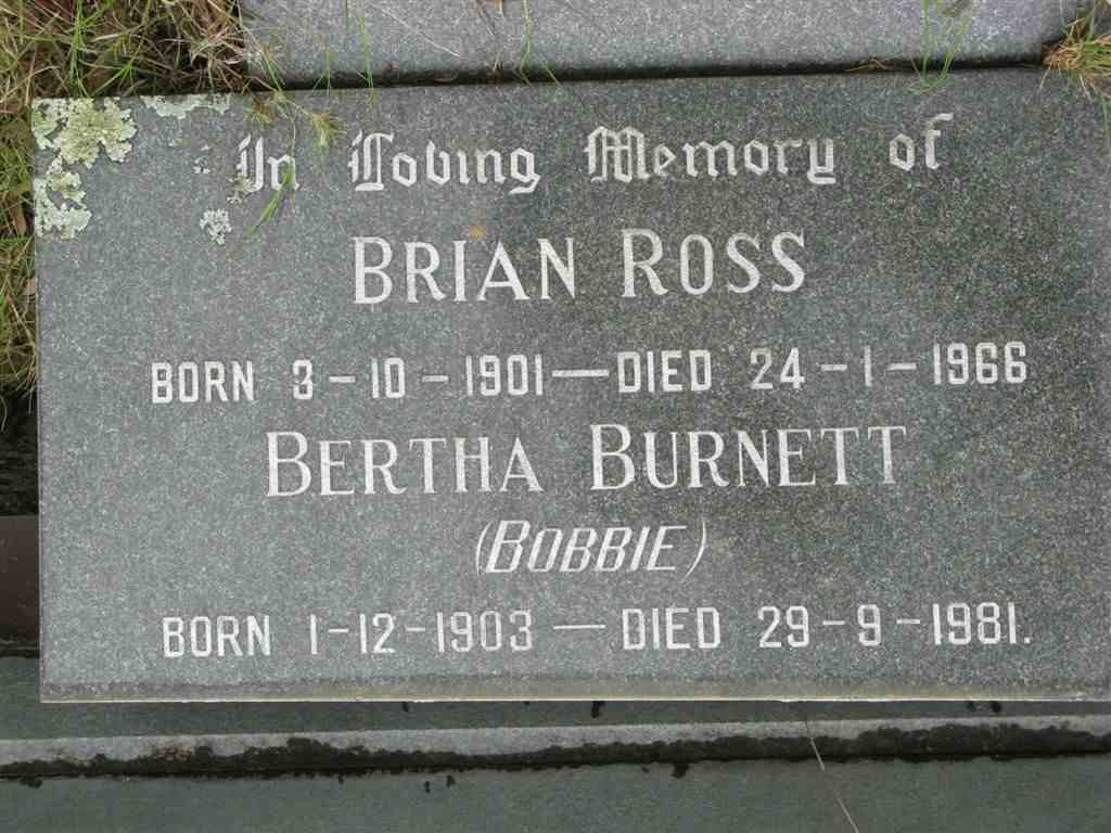 ROSS Brain 1901-1966 &amp; Bertha BURNETT 1903-1981