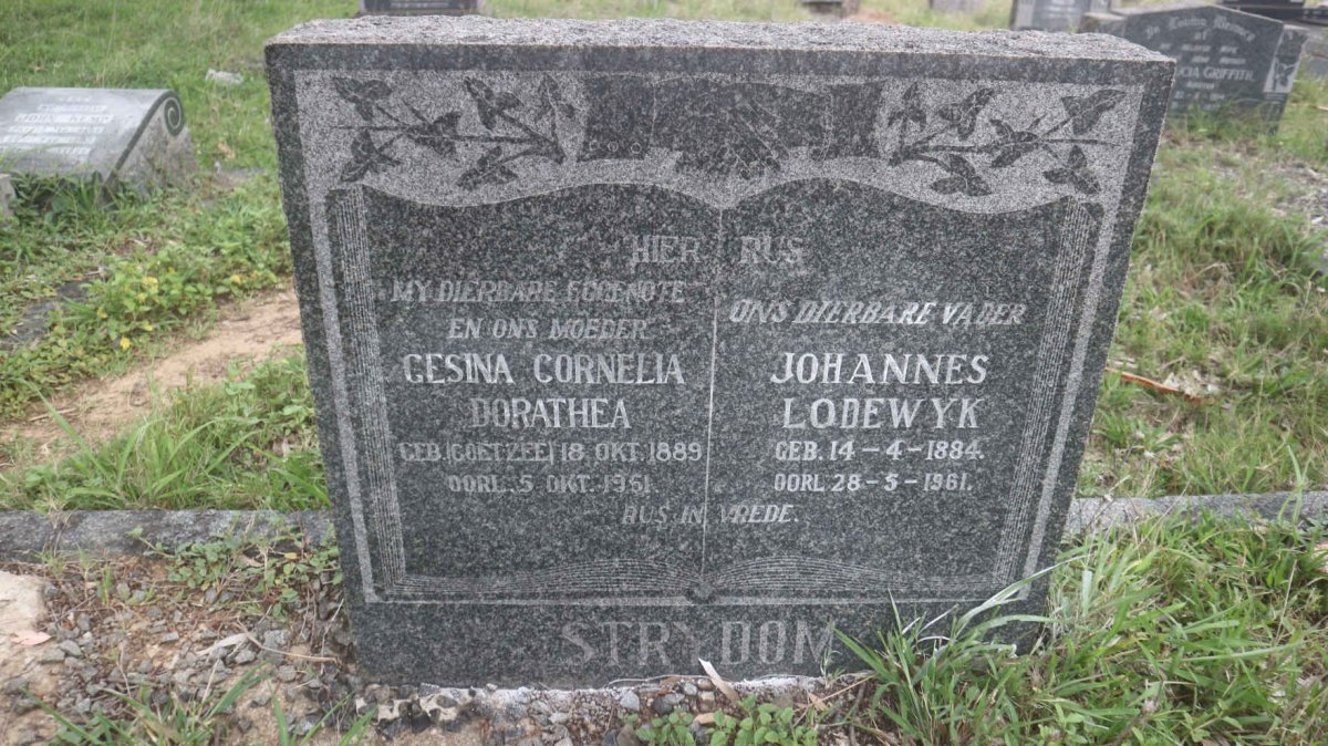 STRYDOM Johannes Lodewyk 1884-1961 &amp; Gesina Cornelia Dorathea COETZEE 1889-1951