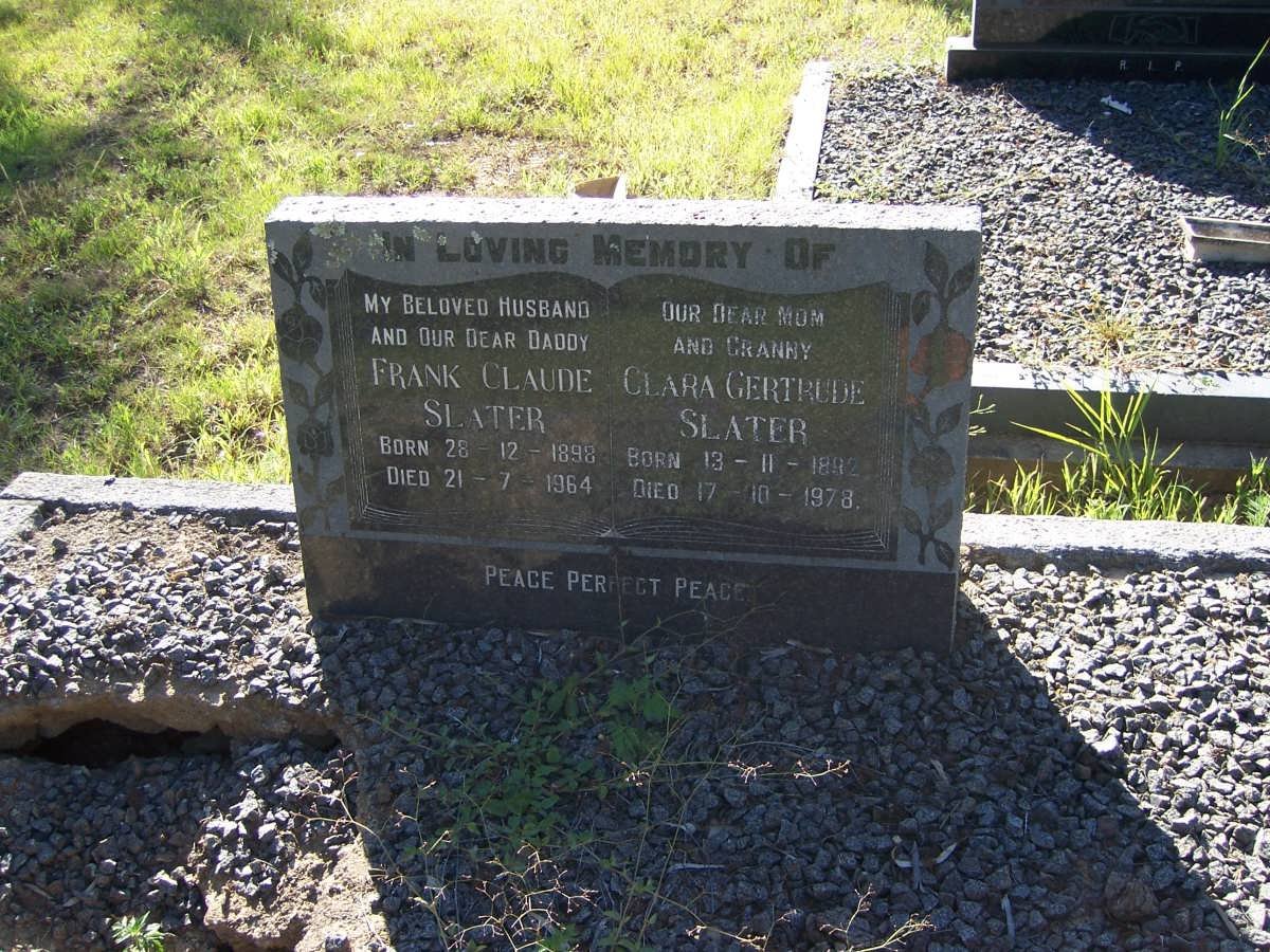 SLATER Frank Claude 1898-1964 &amp; Clara Gertrude 1892-1978