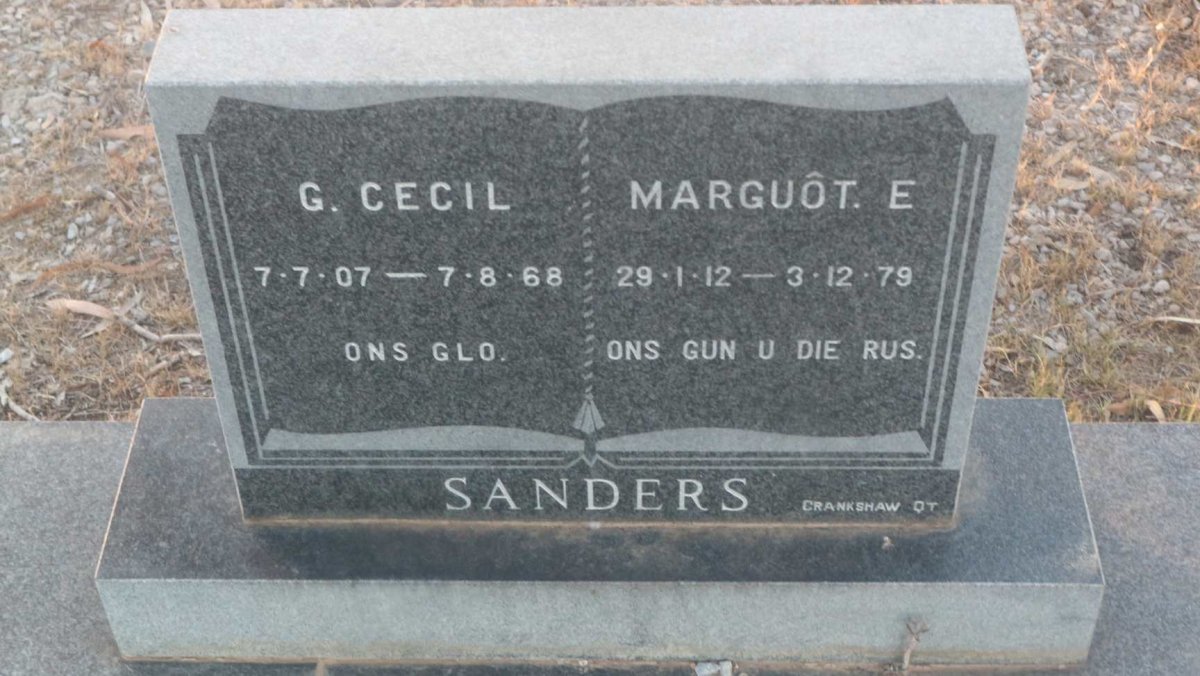 SANDERS G. Cecil 1907-1968 &amp; Marguot E. 1912-1979