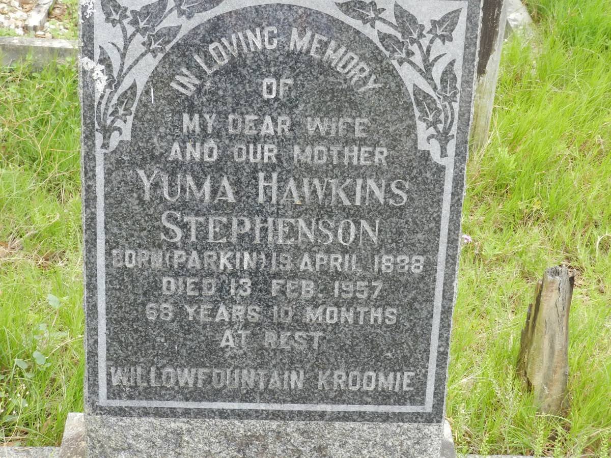 STEPHENSON Yuma Hawkins nee PARKIN 1888-1957