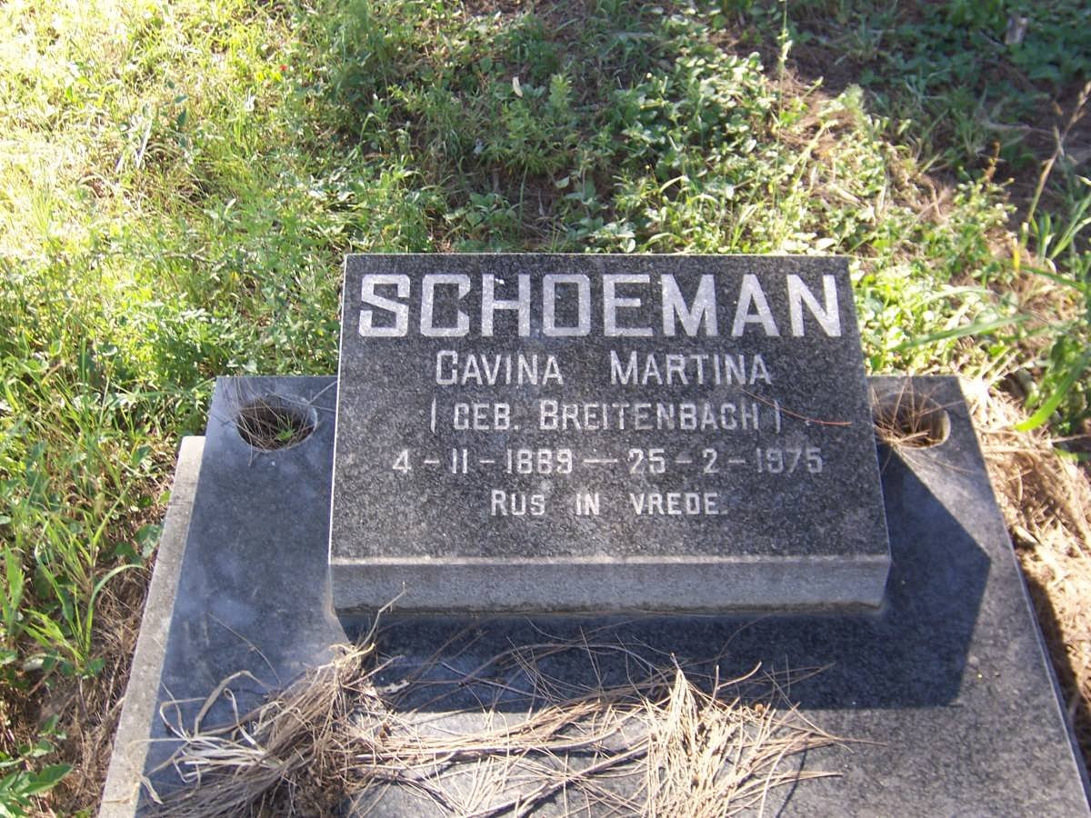 SCHOEMAN Gavina Martina nee BREITENBACH 1889-1975