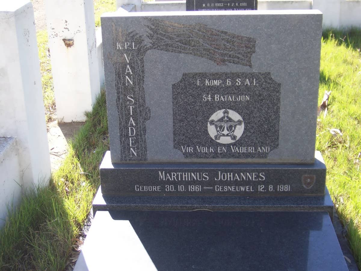 STADEN Marthinus Johannes, van 1961-1981
