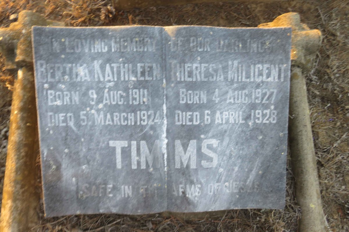 TIMMS Bertha Kathleen 1911-1924 :: TIMMS Theresa Milicent 1927-1928