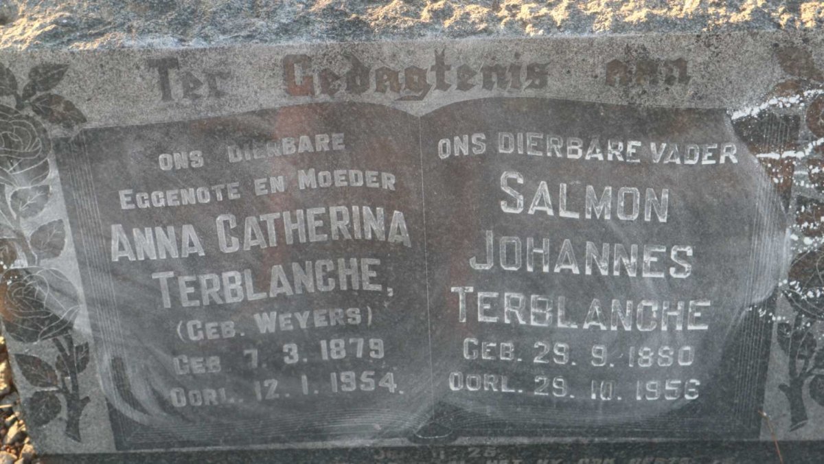 TERBLANCHE Salmon Johannes 1880-1956 &amp; Anna Catherina WEYERS 1879-1954
