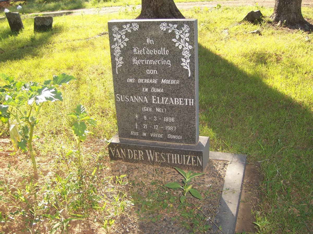 WESTHUIZEN Susanna Elizabeth, van der nee NEL 1896-1987